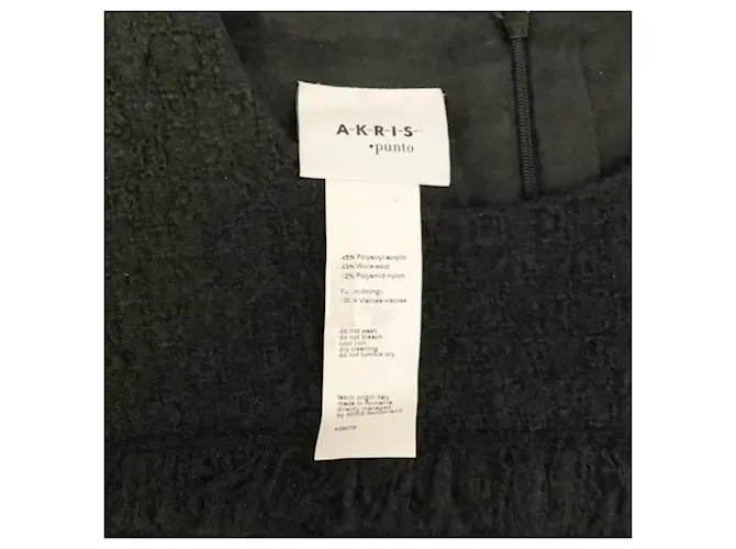 Akris Punto Vestido negro sin mangas de tweed de lana bouclé 