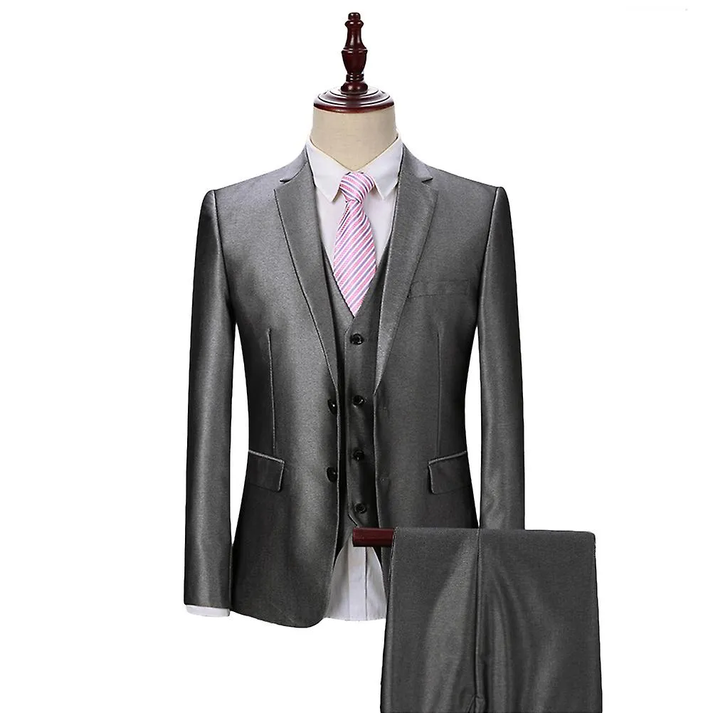 Allthemen Hombres 3-Piece Business Wedding Party Slim Fit Shinny Suits