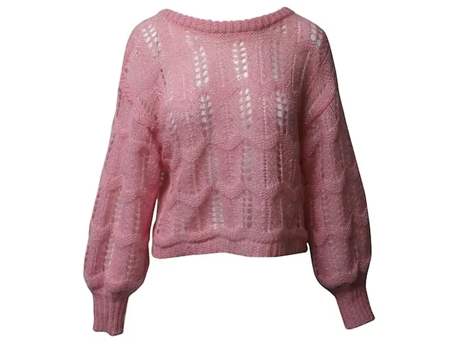 Autre Marque Love Shack Fancy Vyoma Top de punto trenzado en lana de alpaca rosa 