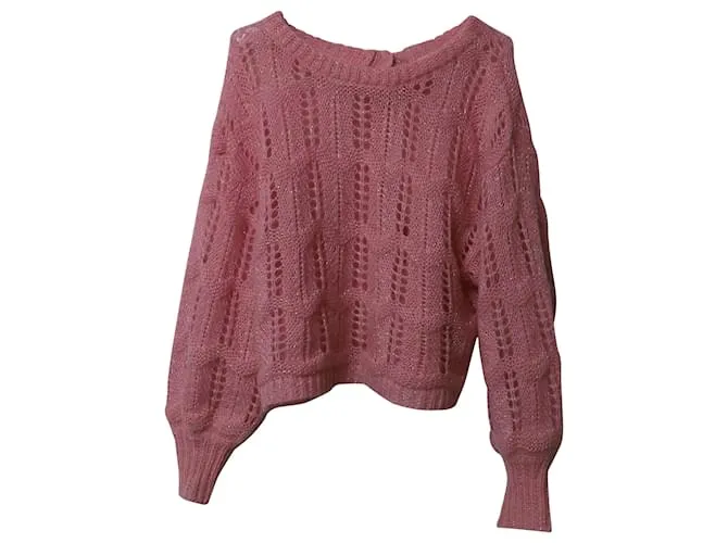 Autre Marque Love Shack Fancy Vyoma Top de punto trenzado en lana de alpaca rosa 