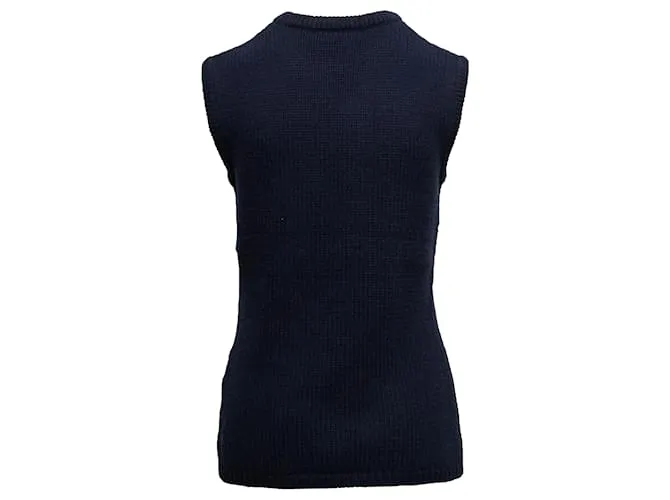 Azul marino JW Anderson Top de punto en mezcla de lana con detalles de espejo Talla EE. UU. L 