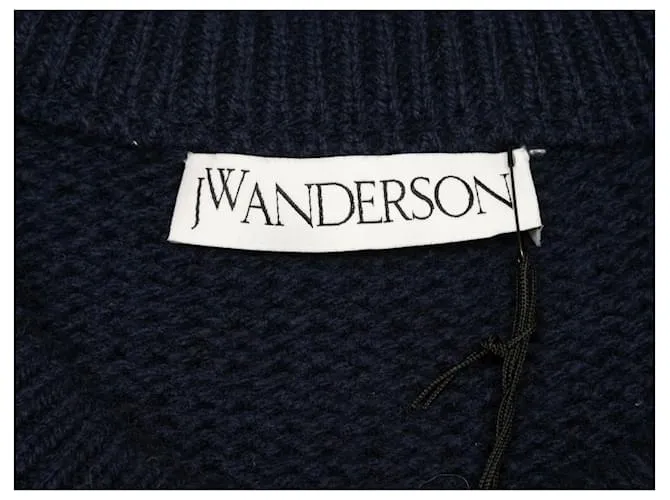 Azul marino JW Anderson Top de punto en mezcla de lana con detalles de espejo Talla EE. UU. L 