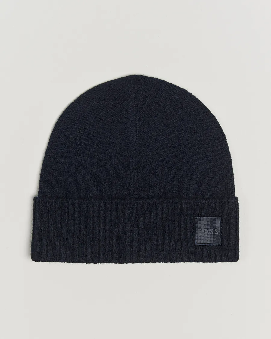 BOSS ORANGE Akaio Logo Beanie Dark Blue