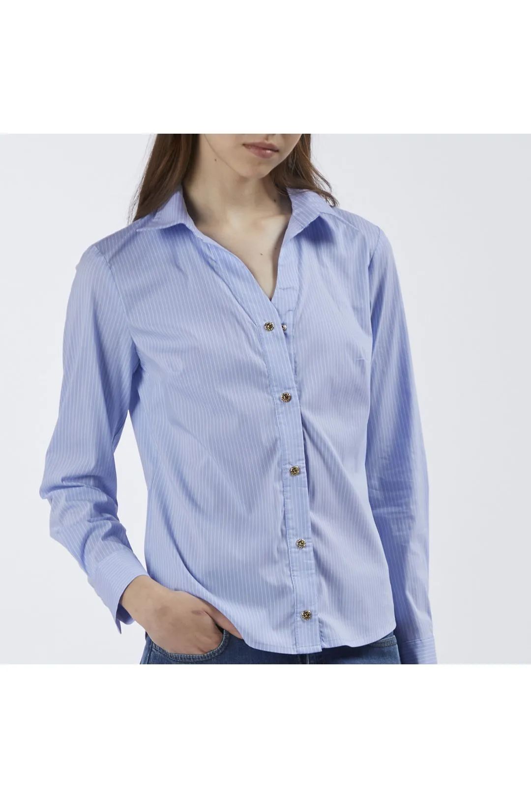 camisa ajustada de rayas multiline