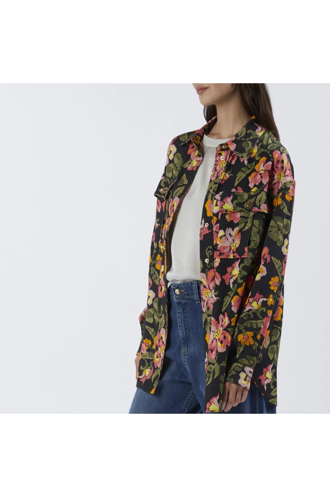 camisa amplia estampada jungle flower