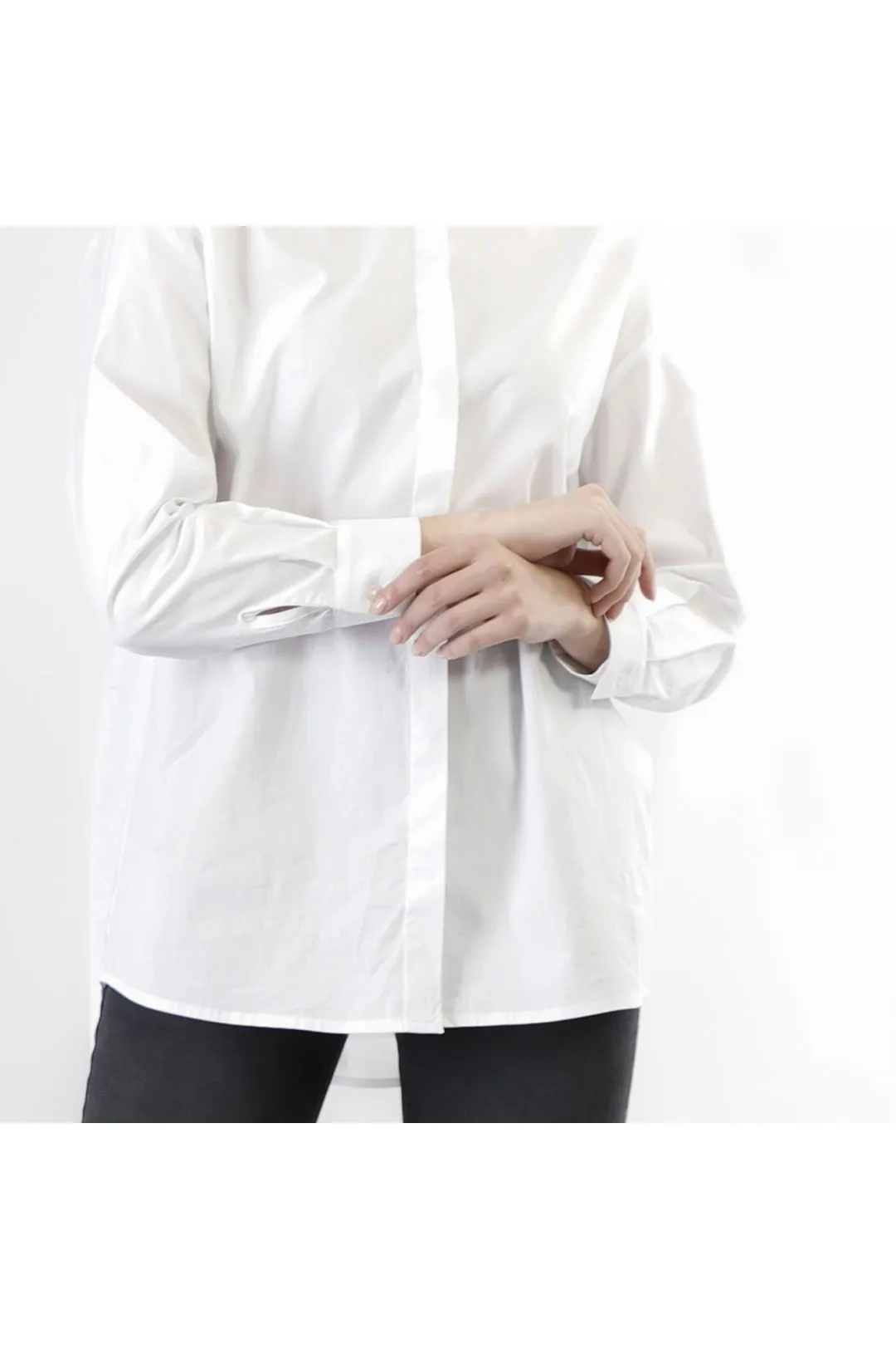 camisa de popelina con cuello bordado white