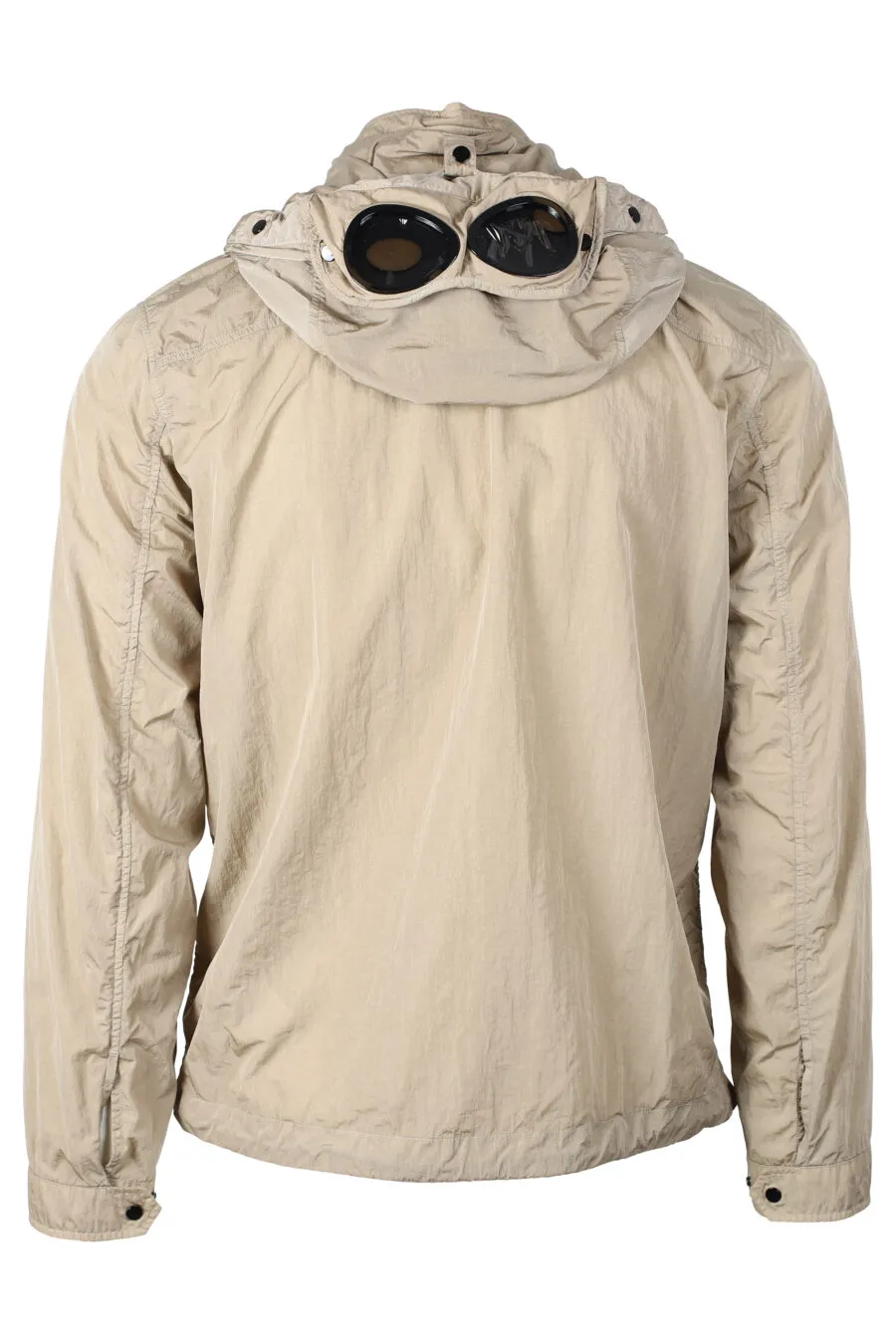 Chaqueta beige con capucha ajustable de gafas