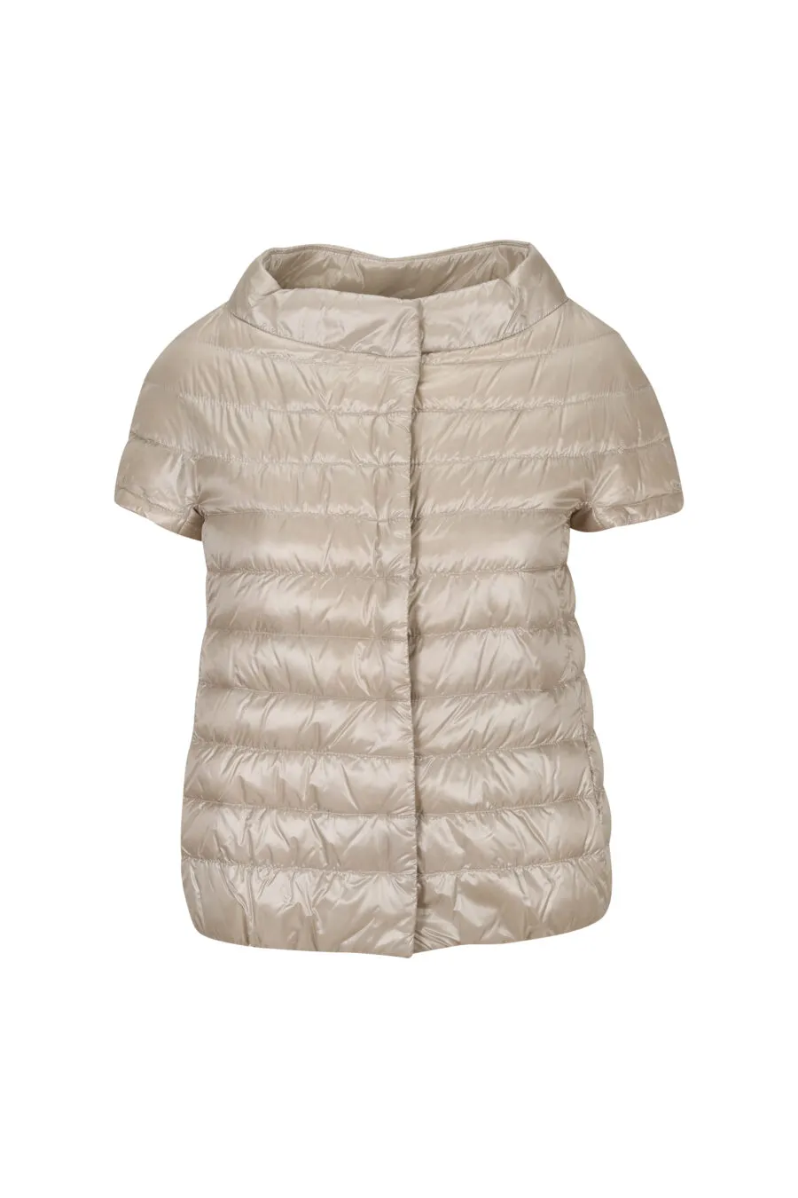 Chaqueta beige manga corta con lineas rectas y botones