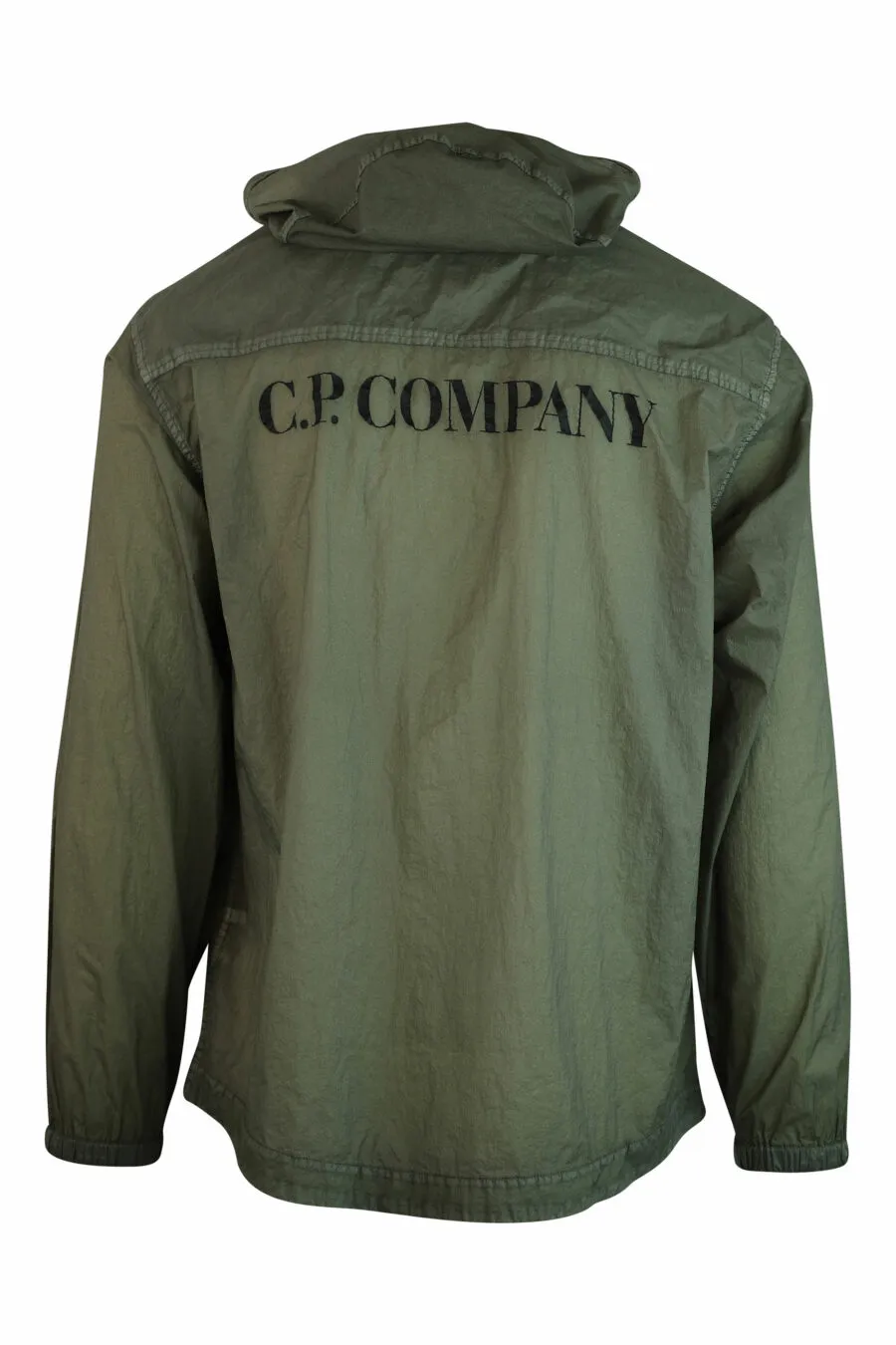 Chaqueta ligera verde militar con capucha y logo