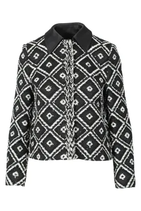 Chaqueta negra y blanca geométrica Boucle