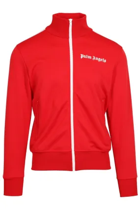 Chaqueta roja con logotipo y rayas laterales