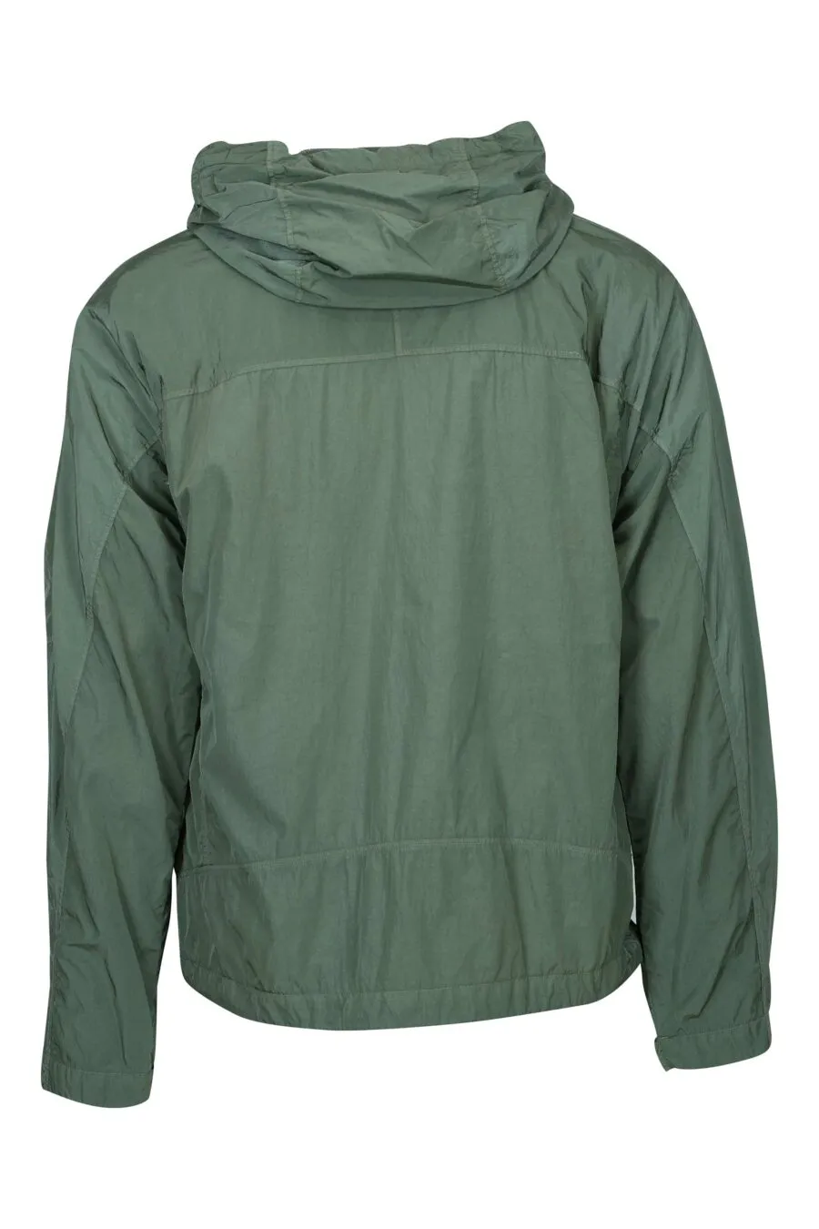 Chaqueta verde grisáceo con capucha y logo