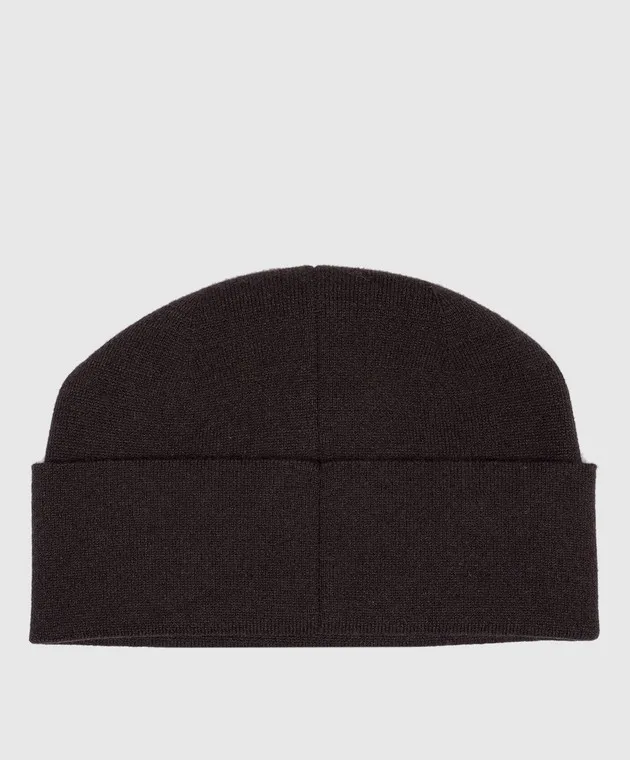 Dolce&Gabbana Brown cashmere beanie with DG logo pattern