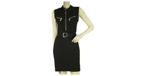 Dsquared2 DSquared DS2 Minivestido elástico de punto de lana negra sin mangas Talla M w. cremalleras Negro 