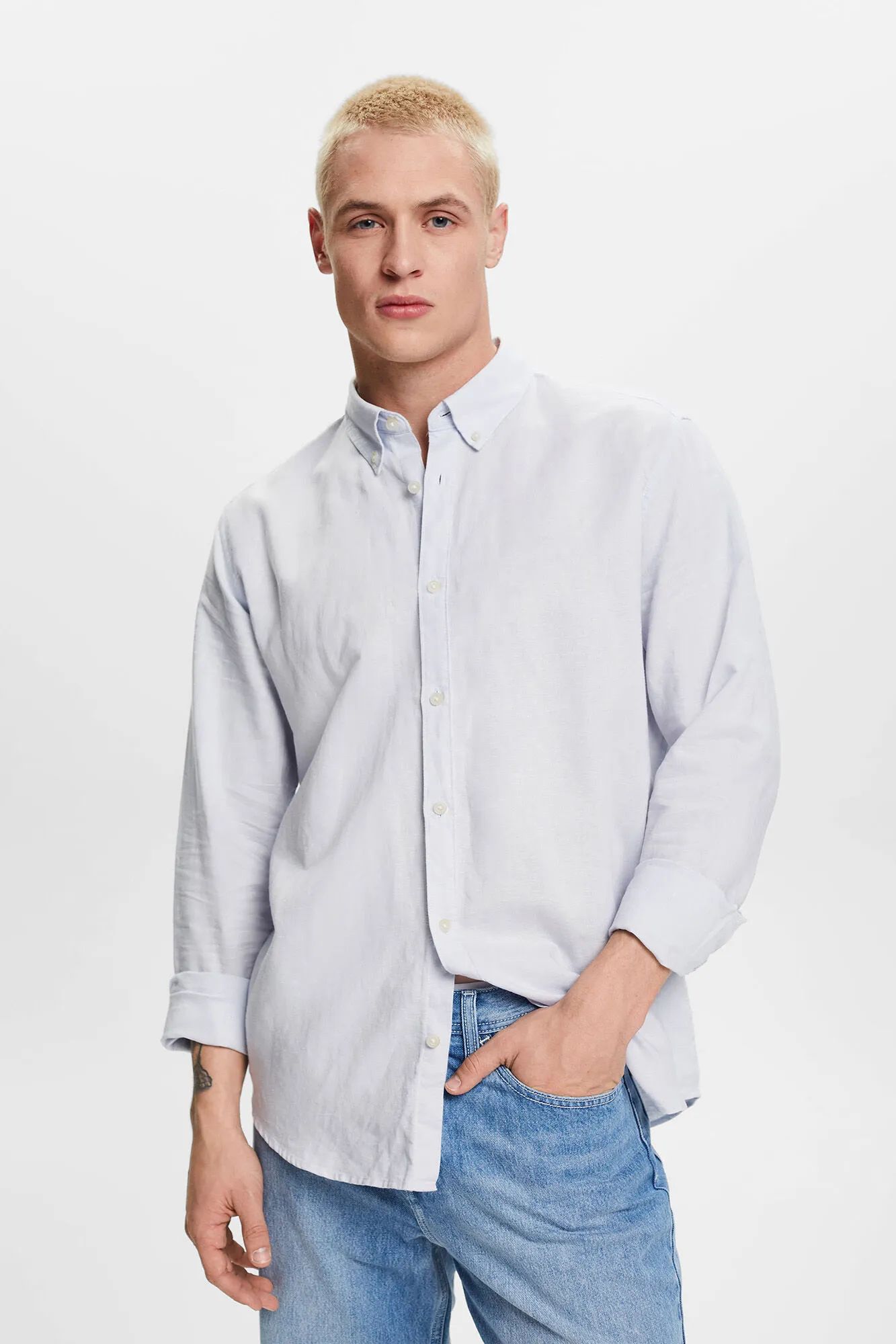 Esprit Camisa básica regular fit con lino