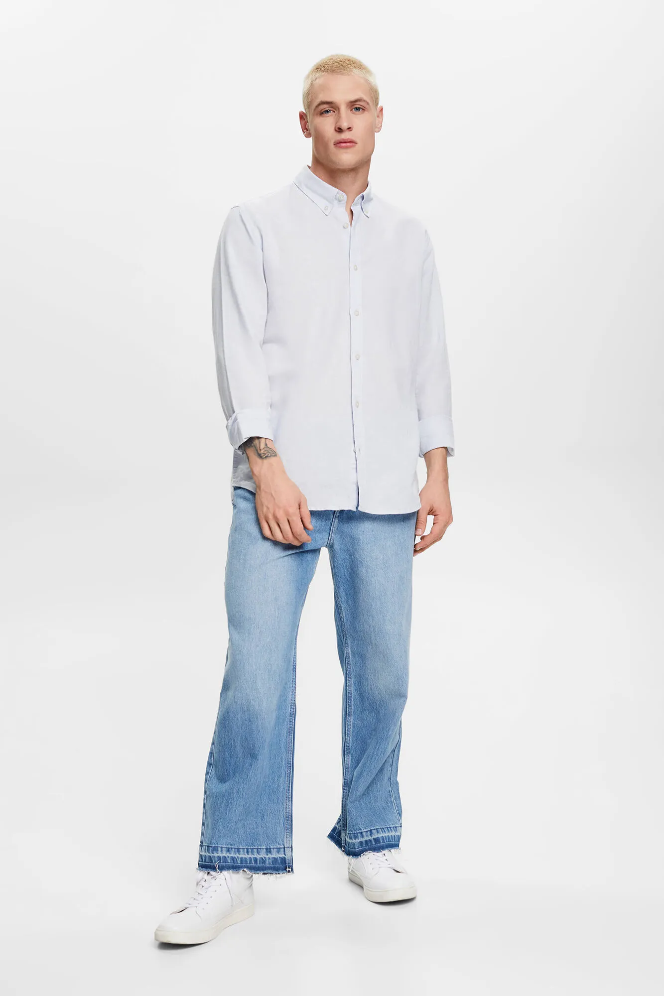 Esprit Camisa básica regular fit con lino