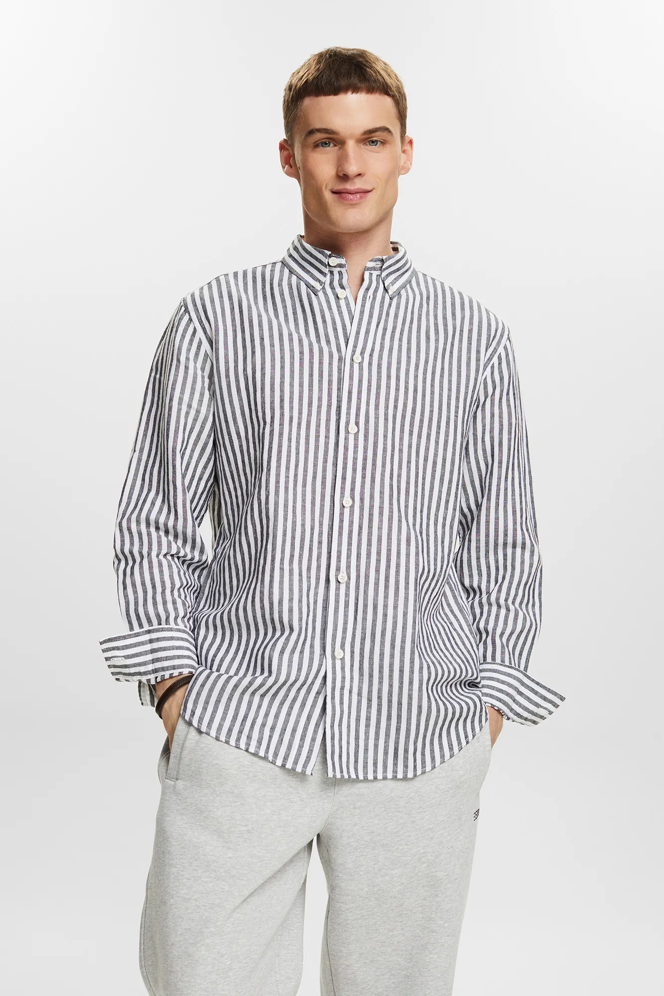 Esprit Camisa rayas regular fit con lino