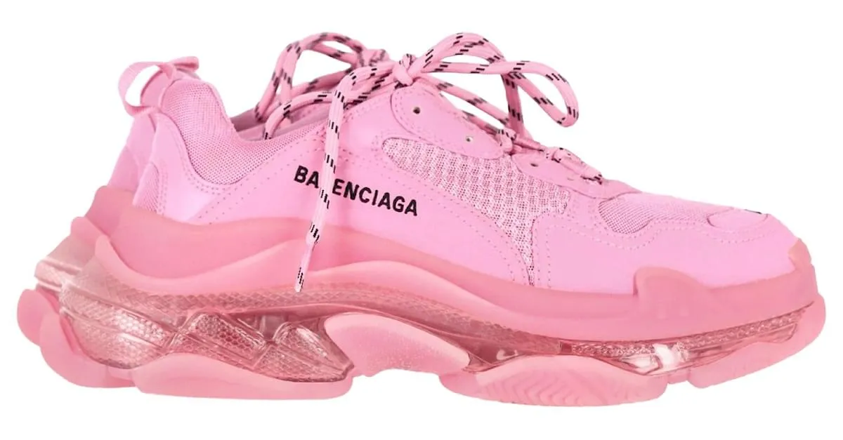 Everyday Zapatillas Balenciaga Triple S con suela transparente en poliéster rosa pastel 