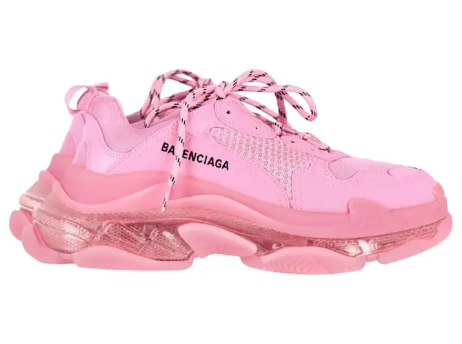 Everyday Zapatillas Balenciaga Triple S con suela transparente en poliéster rosa pastel 