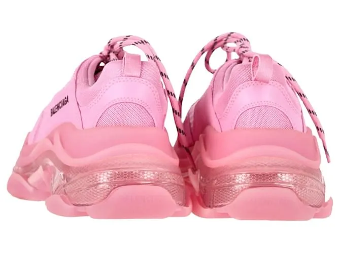 Everyday Zapatillas Balenciaga Triple S con suela transparente en poliéster rosa pastel 