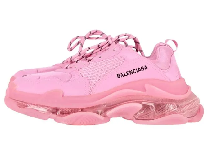 Everyday Zapatillas Balenciaga Triple S con suela transparente en poliéster rosa pastel 