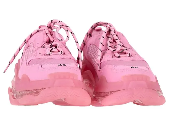 Everyday Zapatillas Balenciaga Triple S con suela transparente en poliéster rosa pastel 