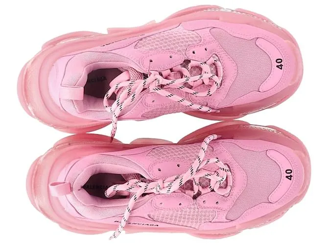 Everyday Zapatillas Balenciaga Triple S con suela transparente en poliéster rosa pastel 