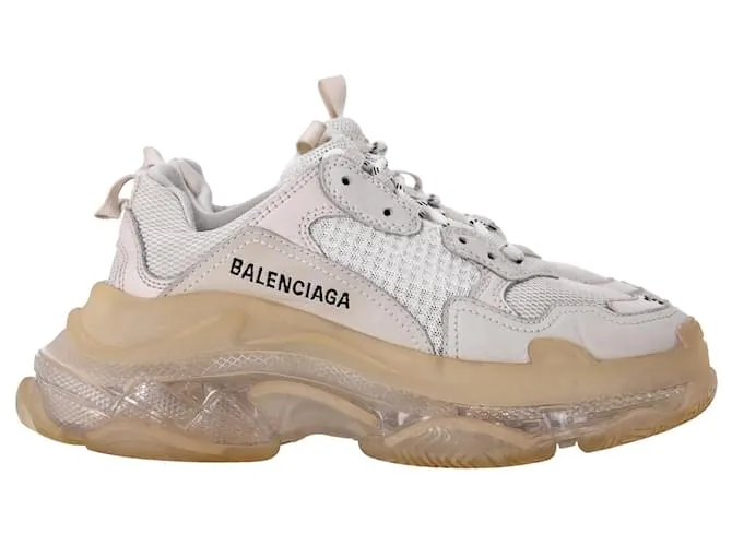 Everyday Zapatillas Triple S con suela transparente Balenciaga en poliéster blanco Crudo 