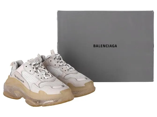 Everyday Zapatillas Triple S con suela transparente Balenciaga en poliéster blanco Crudo 