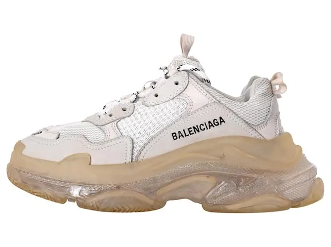 Everyday Zapatillas Triple S con suela transparente Balenciaga en poliéster blanco Crudo 