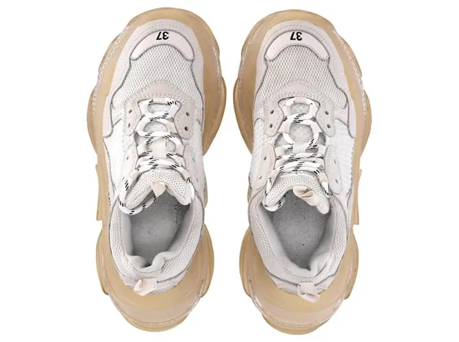 Everyday Zapatillas Triple S con suela transparente Balenciaga en poliéster blanco Crudo 