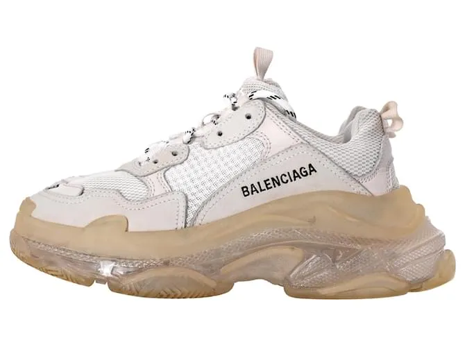 Everyday Zapatillas Triple S con suela transparente Balenciaga en poliéster blanco Crudo 