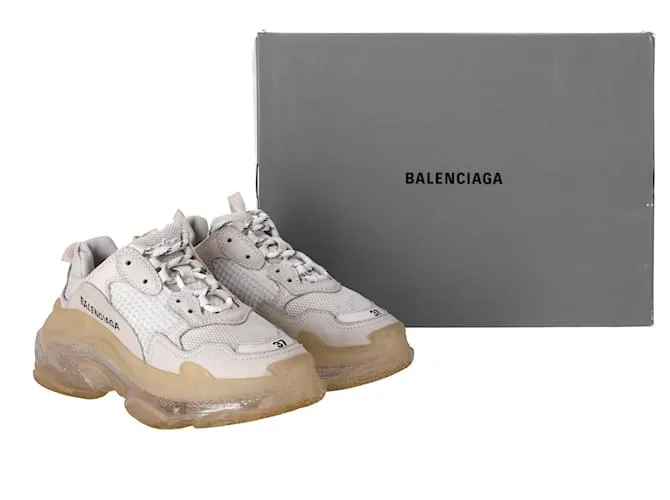 Everyday Zapatillas Triple S con suela transparente Balenciaga en poliéster blanco Crudo 