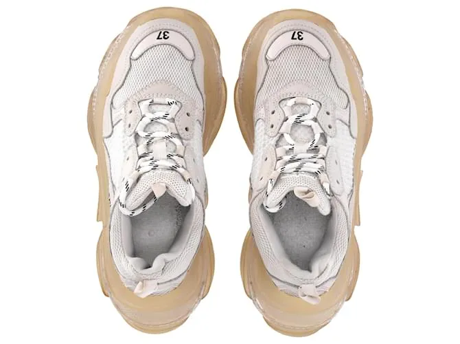 Everyday Zapatillas Triple S con suela transparente Balenciaga en poliéster blanco Crudo 