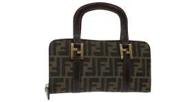 FENDI Zucca Canvas Hand Bag Marrón Negro Auth 70251 Castaño 