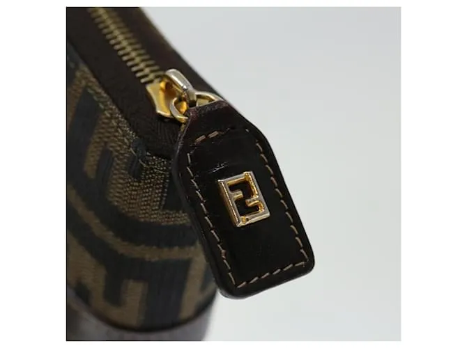 FENDI Zucca Canvas Hand Bag Marrón Negro Auth 70251 Castaño 