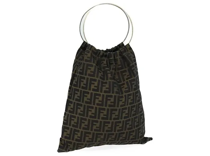 FENDI Zucca Canvas Hand Bag Marrón Negro Auth 71184 Castaño 