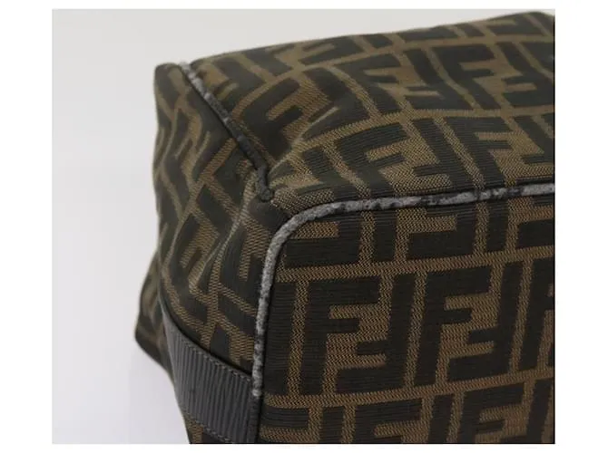 FENDI Zucca Canvas Vanity Hand Bag Marrón Negro Auth 69040 Castaño 