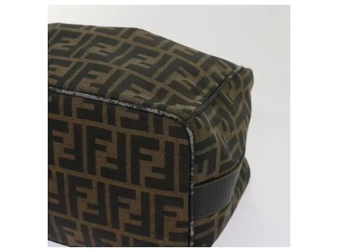 FENDI Zucca Canvas Vanity Hand Bag Marrón Negro Auth 69040 Castaño 