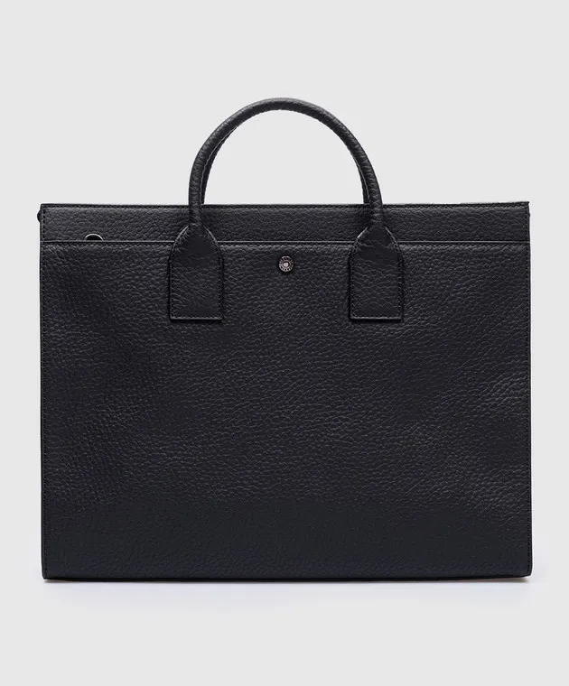 Gianni Chiarini Black leather business bag with logo