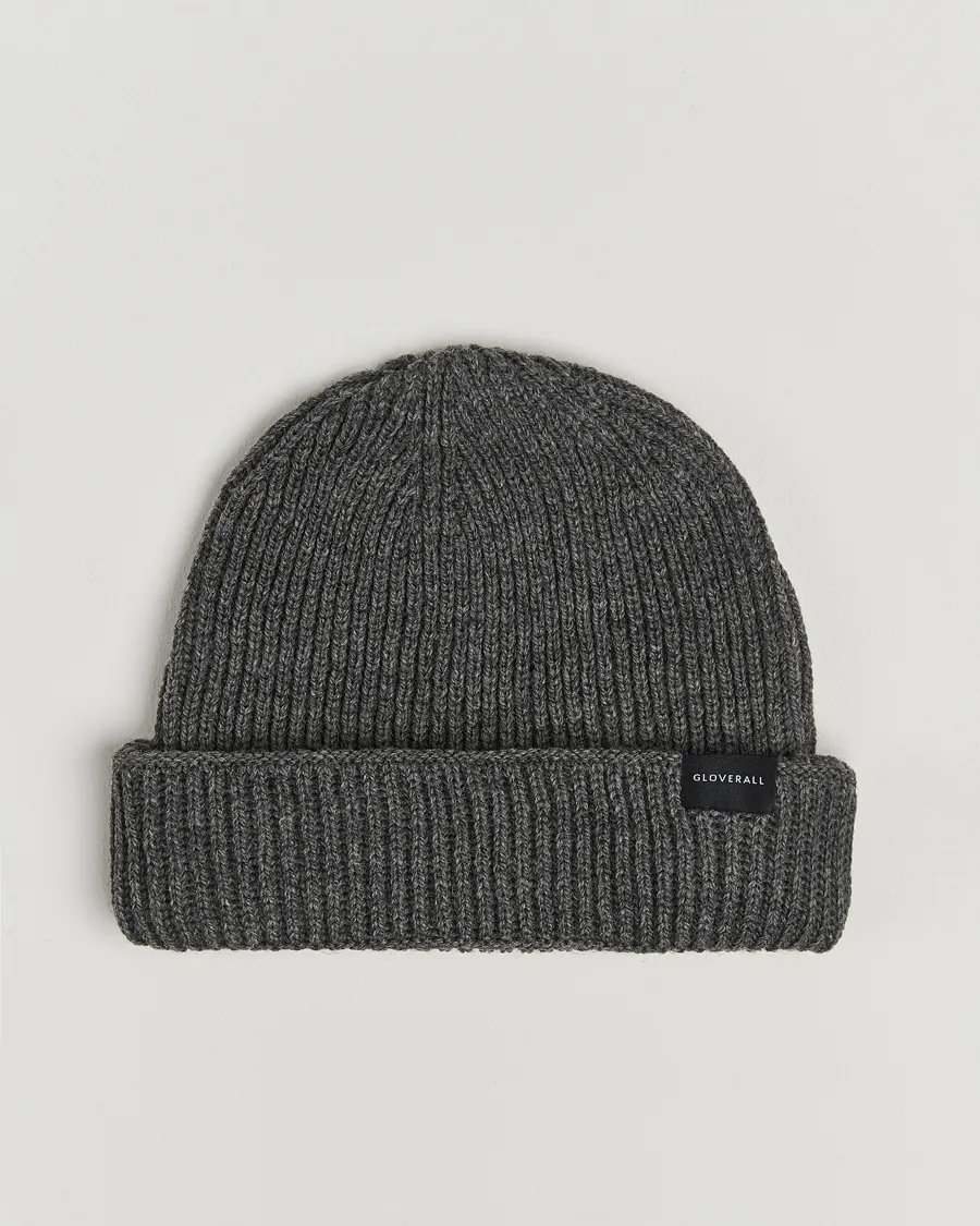 Gloverall Fisherman Lambswool Beanie Grey