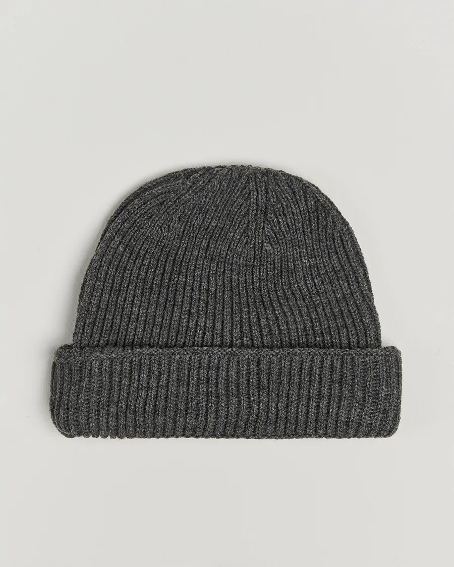 Gloverall Fisherman Lambswool Beanie Grey