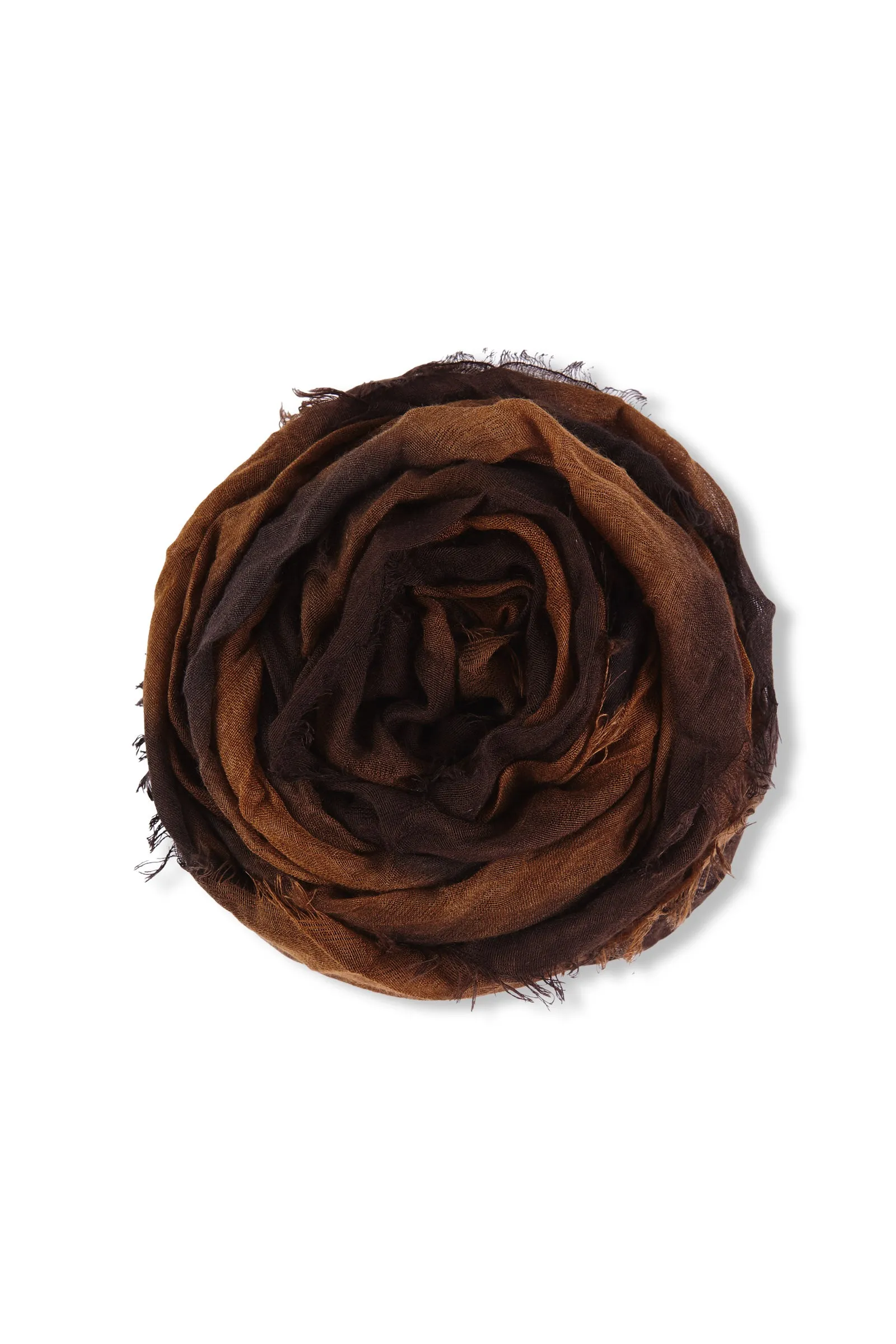 Marc, brown and tobacco striped scarf in cashmere and silk