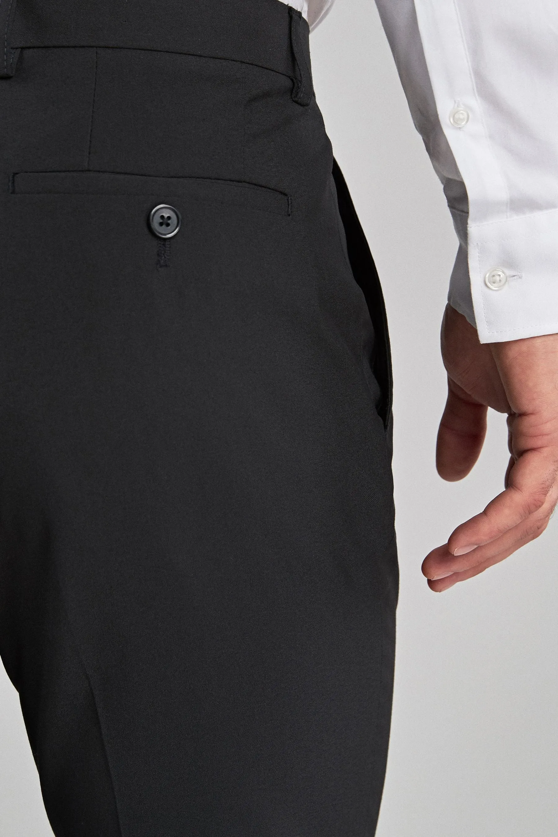 Negro - Corte ajustado - Pantalones de vestir elásticos