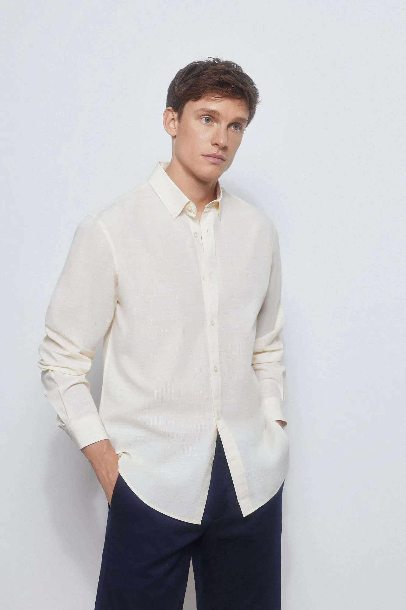 Pedro del Hierro Camisa mil rayas algodón flamé