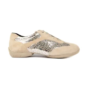 PortDance Mujeres Dance Sneakers PD08 - Plateado Craquele