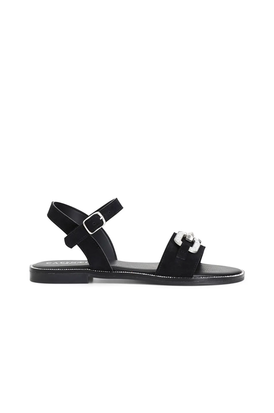 sandalias de ante con accesorio joya black