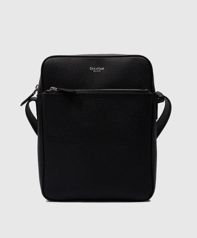 Serapian Black leather bag with logo