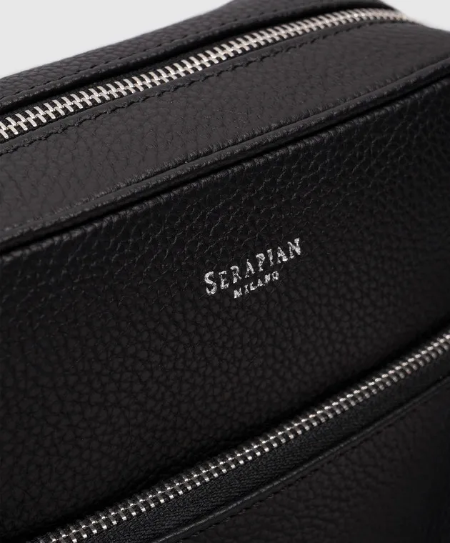 Serapian Black leather bag with logo