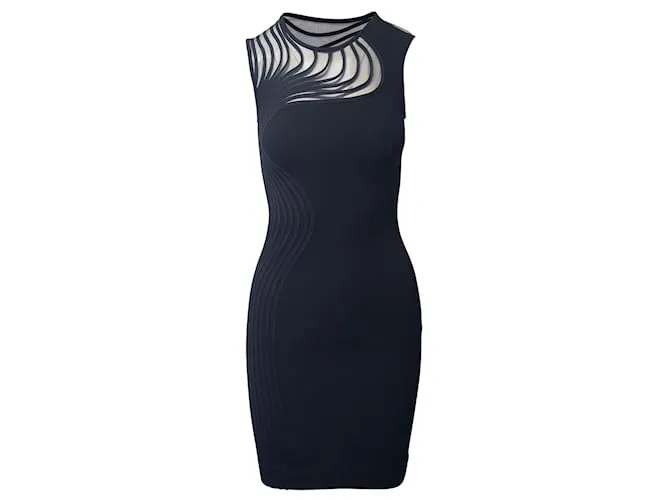 Stella Mc Cartney Stella Mccartney Vestido tubo de punto sin mangas ondulado en lana negra Negro 